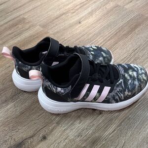 adidas Kids Black Multicolor Knit Sneakers with Pink Accents